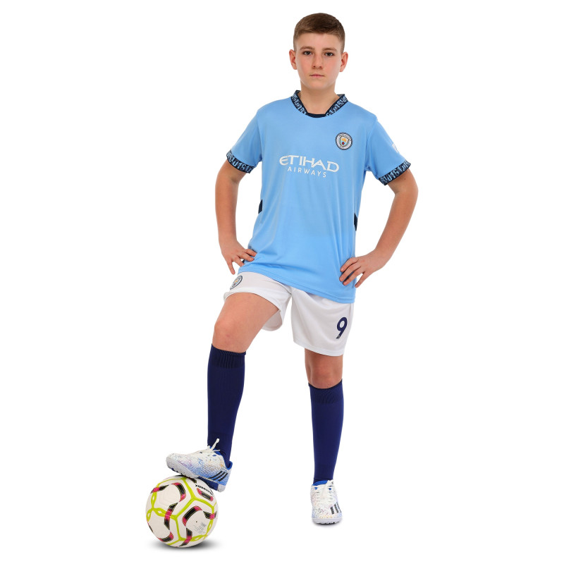 Форма футбольна дитяча із символікою футбольного клубу MANCHESTER CITY HAALAND 9 домашня 2025 SP-Sport CO-4620 20-30 блакитний-білий