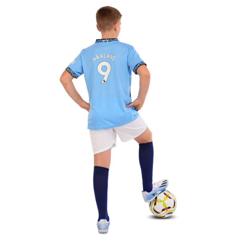 Форма футбольна дитяча із символікою футбольного клубу MANCHESTER CITY HAALAND 9 домашня 2025 SP-Sport CO-4620 20-30 блакитний-білий