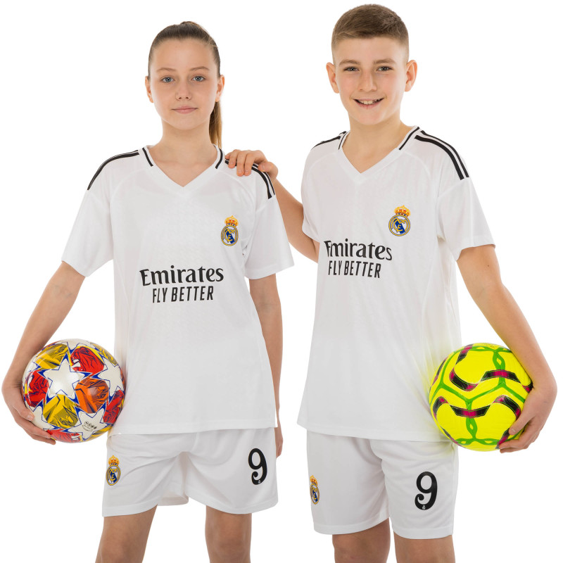 Форма футбольна дитяча із символікою футбольного клубу REAL MADRID MBAPPE 9 домашня 2025 SP-Sport CO-4633 20-30 білий