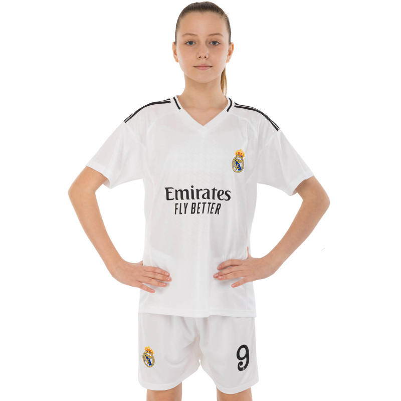 Форма футбольна дитяча із символікою футбольного клубу REAL MADRID MBAPPE 9 домашня 2025 SP-Sport CO-4633 20-30 білий
