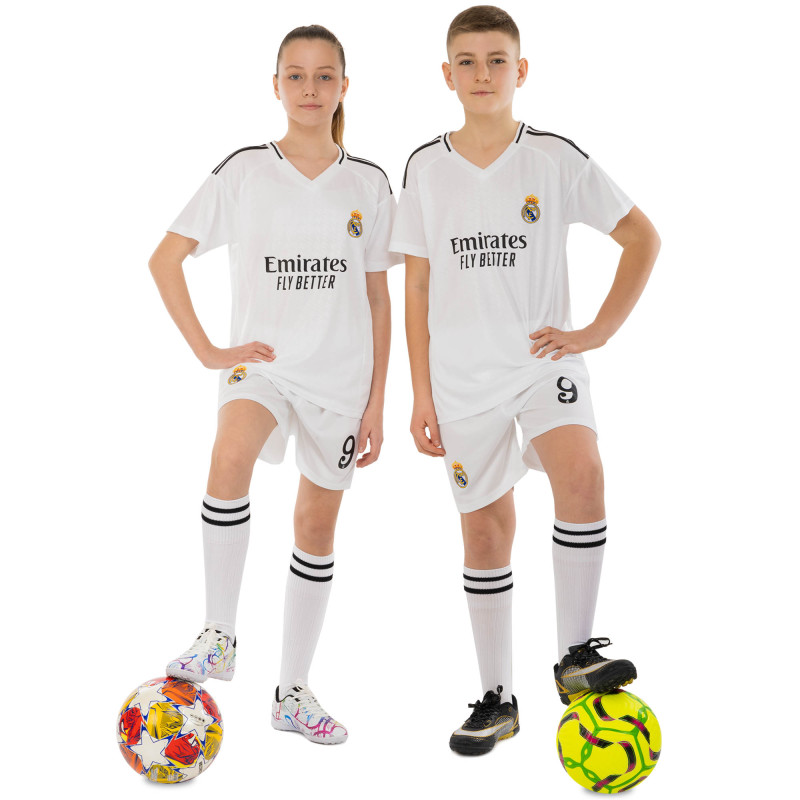 Форма футбольна дитяча із символікою футбольного клубу REAL MADRID MBAPPE 9 домашня 2025 SP-Sport CO-4633 20-30 білий