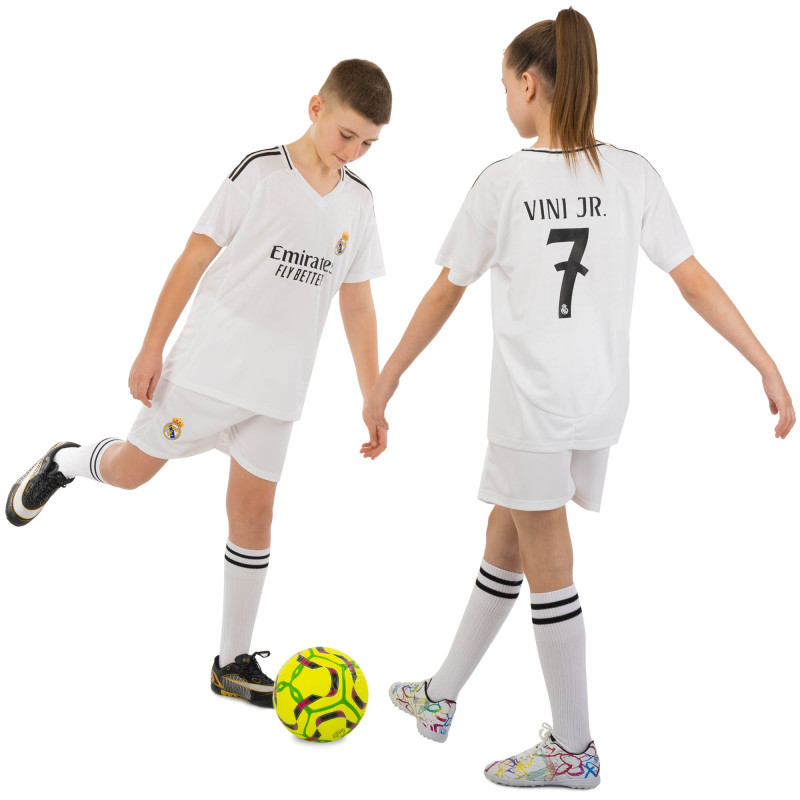 Форма футбольна дитяча із символікою футбольного клубу REAL MADRID VINI JR 7 домашня 2025 SP-Sport CO-4635 20-30 білий
