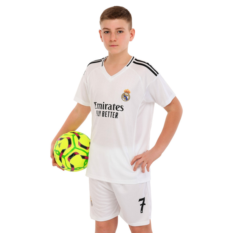 Форма футбольна дитяча із символікою футбольного клубу REAL MADRID VINI JR 7 домашня 2025 SP-Sport CO-4635 20-30 білий