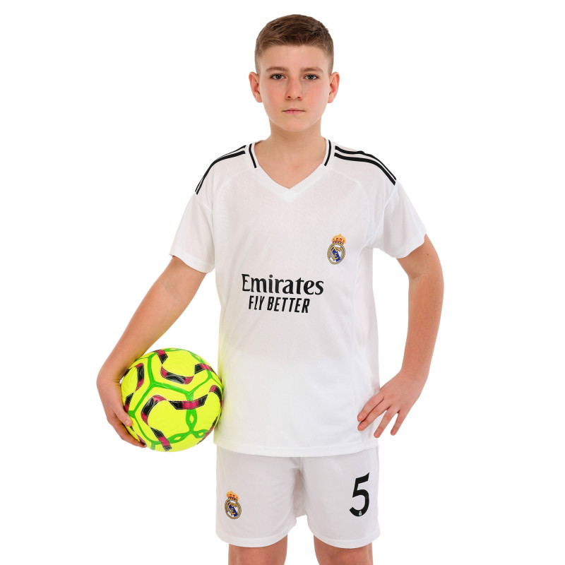Форма футбольна дитяча із символікою футбольного клубу REAL MADRID BELLINGHAM 5 домашня 2025 SP-Sport CO-4636 20-30 білий