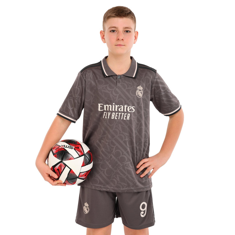Форма футбольна дитяча із символікою футбольного клубу REAL MADRID MBAPPE 9 резервна 2025 SP-Sport CO-4646 20-30 сірий