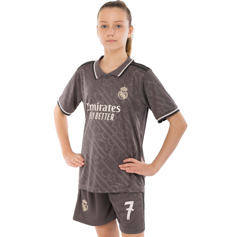 Форма футбольна дитяча із символікою футбольного клубу REAL MADRID VINI JR 7 резервна 2025 SP-Sport CO-4648 20-30 сірий