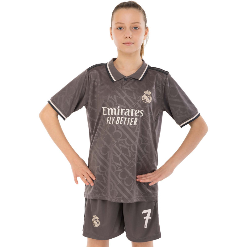Форма футбольна дитяча із символікою футбольного клубу REAL MADRID VINI JR 7 резервна 2025 SP-Sport CO-4648 20-30 сірий