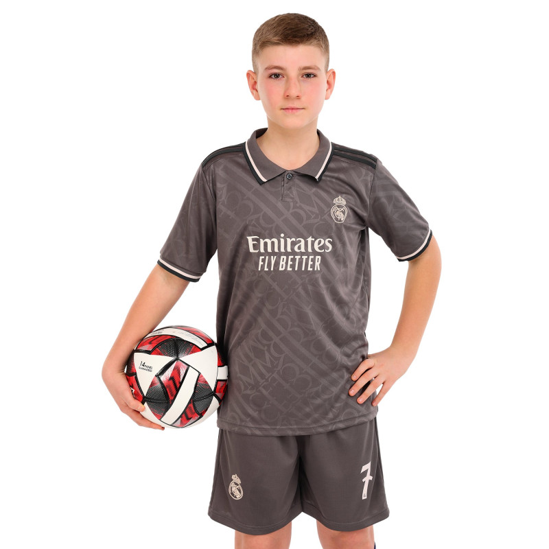 Форма футбольна дитяча із символікою футбольного клубу REAL MADRID VINI JR 7 резервна 2025 SP-Sport CO-4648 20-30 сірий