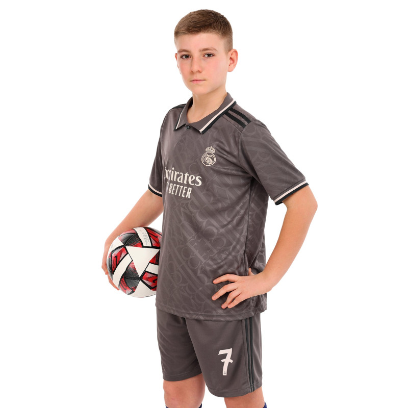 Форма футбольна дитяча із символікою футбольного клубу REAL MADRID VINI JR 7 резервна 2025 SP-Sport CO-4648 20-30 сірий