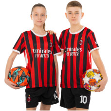 Форма футбольна дитяча із символікою футбольного AC MILAN домашня 2025 SP-Sport CO-4651 20-30 червоний-чорний
