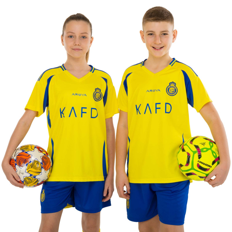 Форма футбольна дитяча із символікою футбольного AL NASSR домашня 2025 SP-Sport CO-4653 20-30 жовтий-синій