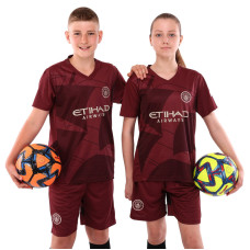 Форма футбольна дитяча із символікою футбольного клубу MANCHESTER CITY резервна 2025 SP-Sport CO-4718 20-28 бордовий