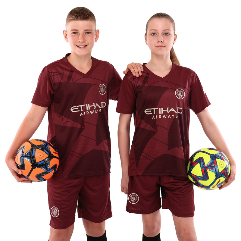 Форма футбольна дитяча із символікою футбольного клубу MANCHESTER CITY резервна 2025 SP-Sport CO-4718 20-28 бордовий