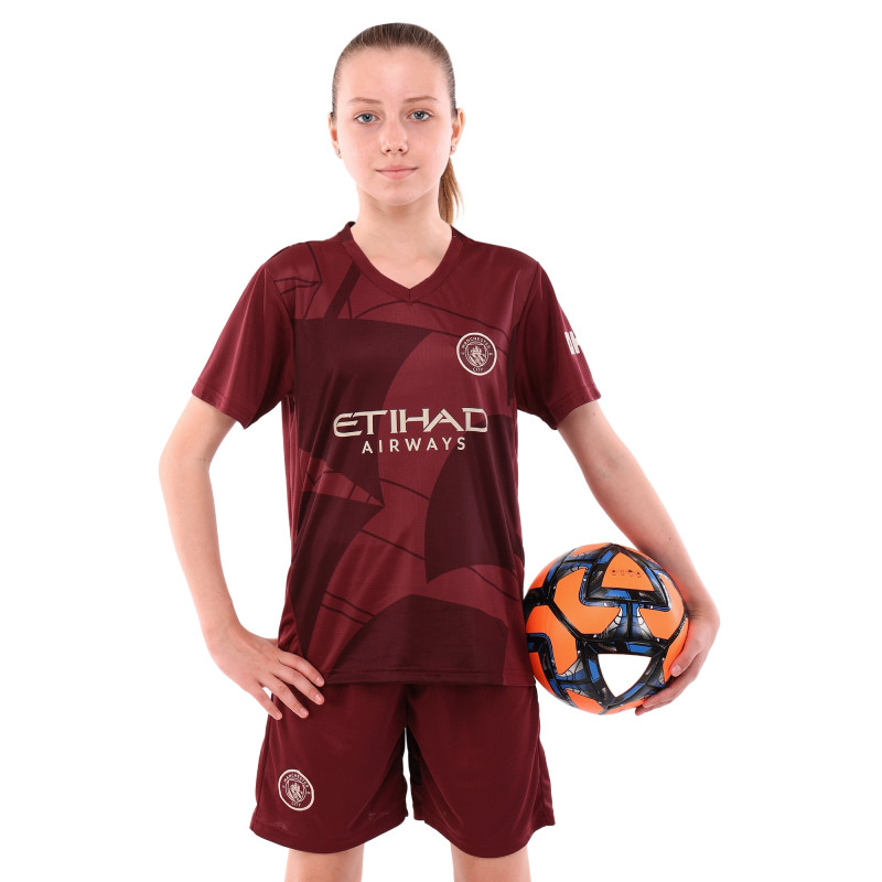 Форма футбольна дитяча із символікою футбольного клубу MANCHESTER CITY резервна 2025 SP-Sport CO-4718 20-28 бордовий