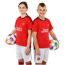 Форма футбольна дитяча із символікою футбольного клубу MANCHESTER UNITED домашня 2024 SP-Sport CO-6216 20-28 червоний-білий