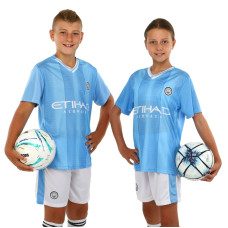 Форма футбольна дитяча із символікою футбольного клубу MANCHESTER CITY домашня 2024 SP-Sport CO-7184 XS-XL блакитний-білий