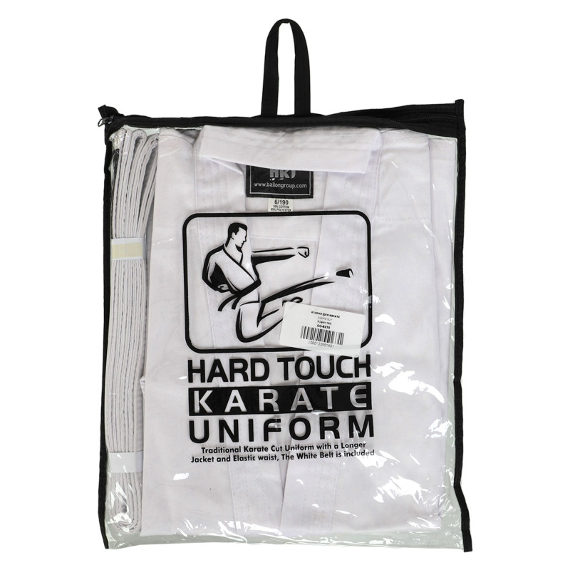 Кімоно для карате куртка штани та пояс HARD TOUCH CO-8275 розмір 110-190см білий