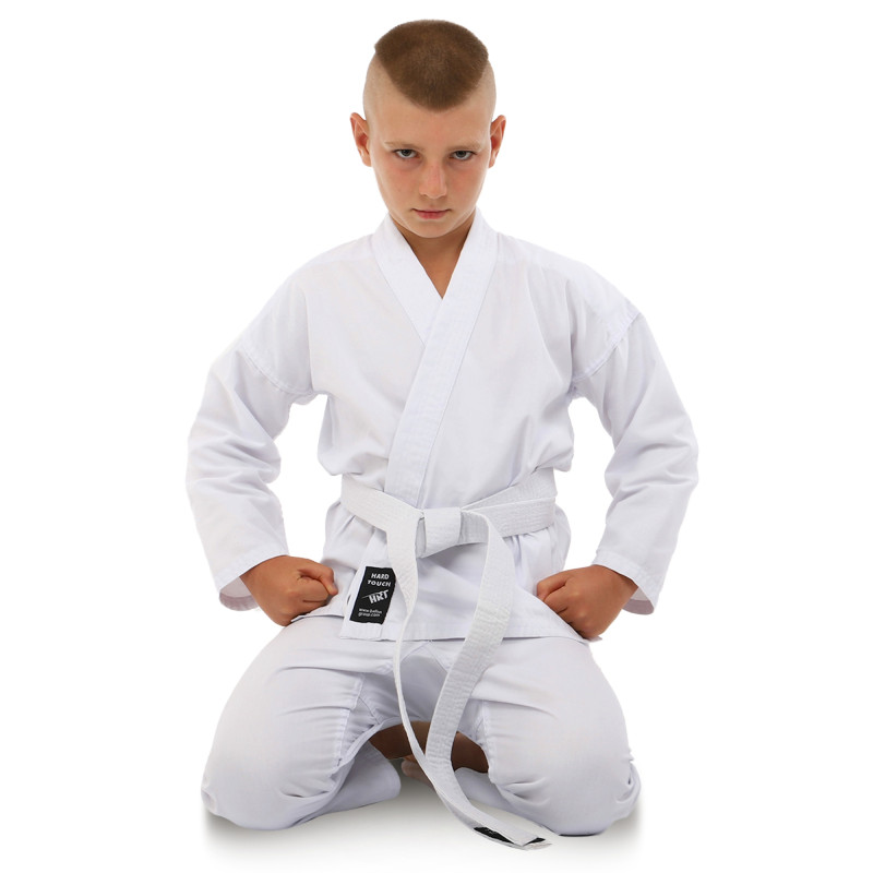 Кімоно для карате куртка штани та пояс HARD TOUCH CO-8918 розмір 110-190см білий