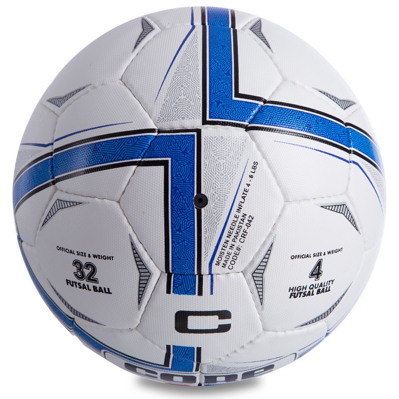 М'яч футзальний CORE ATTACK Grain CRF-042 №4 PU білий-синій