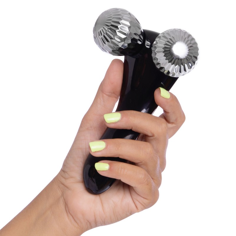 Масажер роликовий для обличчя та тіла 3D ліфтинг ручний 2 кульки SP-Planeta 3D Massager CX-301 чорний-сірий