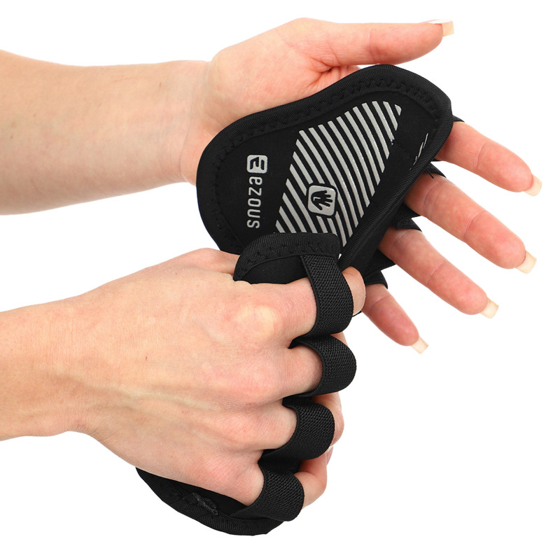 Накладки атлетичні нековзкі Грипад GRIPAD WorkOut ROUND HAND PROTECTION EZOUS D-02 чорний