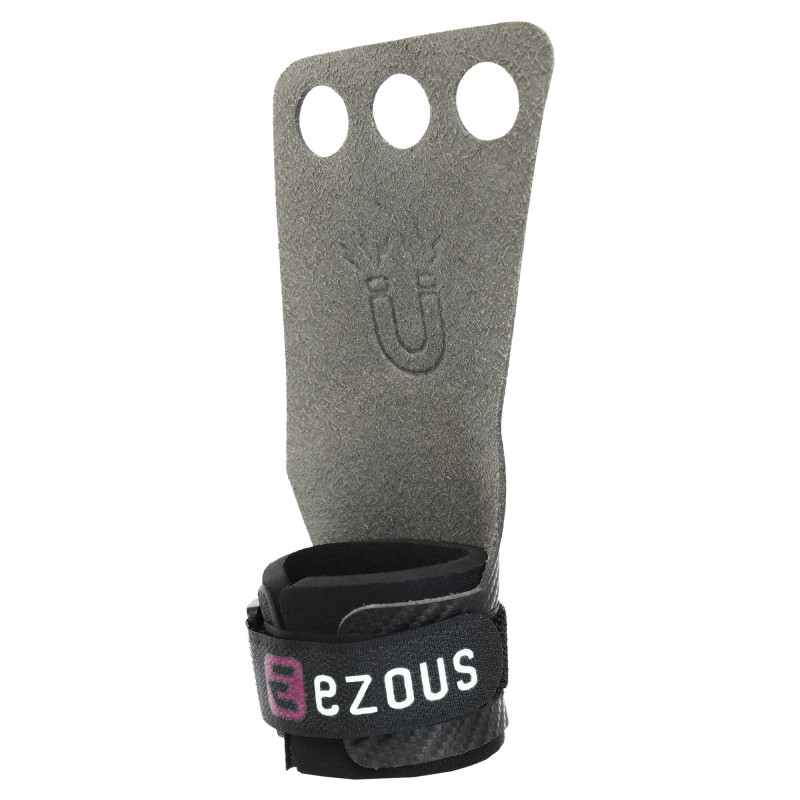 Гімнастичні накладки рукавички для турніка 3 HOLE CARBON HAND GRIPS EZOUS D-15 2шт розмір S-L чорний