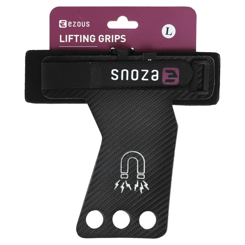 Гімнастичні накладки рукавички для турніка 3 HOLE CARBON HAND GRIPS EZOUS D-15 2шт розмір S-L чорний