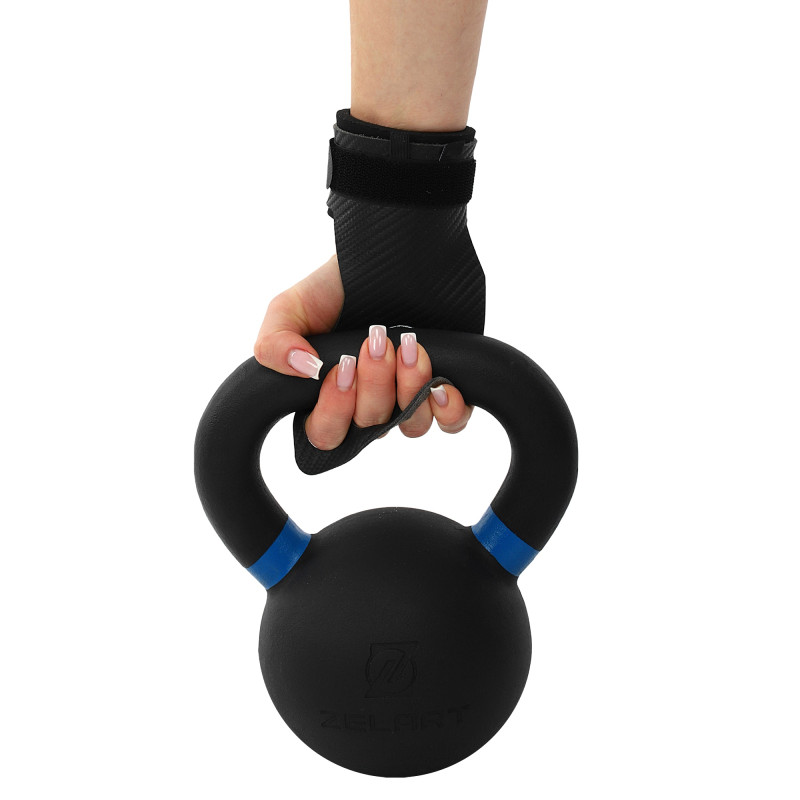 Гімнастичні накладки рукавички для турніка 3 HOLE CARBON HAND GRIPS EZOUS D-15 2шт розмір S-L чорний