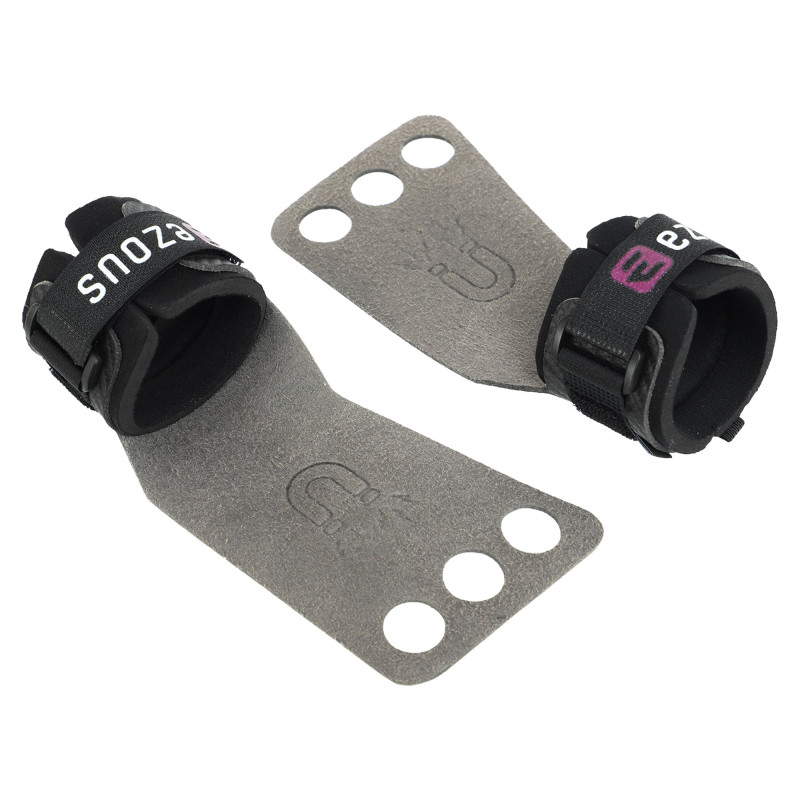 Гімнастичні накладки рукавички для турніка 3 HOLE CARBON HAND GRIPS EZOUS D-15 2шт розмір S-L чорний