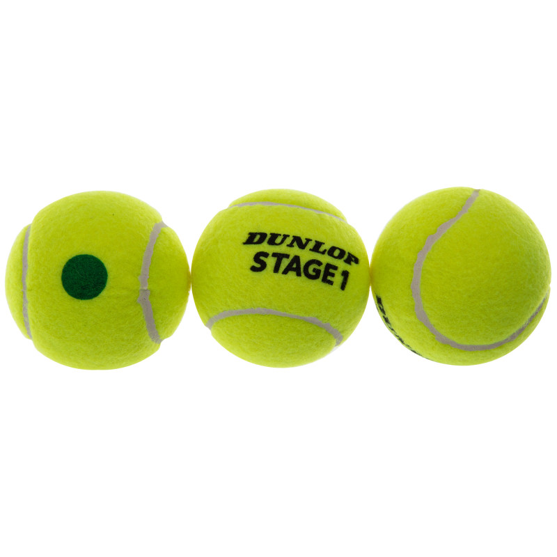 М'ячі для великого тенісу DUNLOP STAGE 1 GREEN DL601338 3шт салатовий