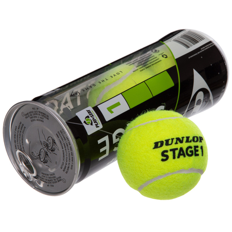 М'ячі для великого тенісу DUNLOP STAGE 1 GREEN DL601338 3шт салатовий