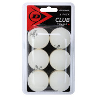 Набір м'ячів для настільного тенісу DUNLOP DL679345 CLUB CHAMP 6шт білий