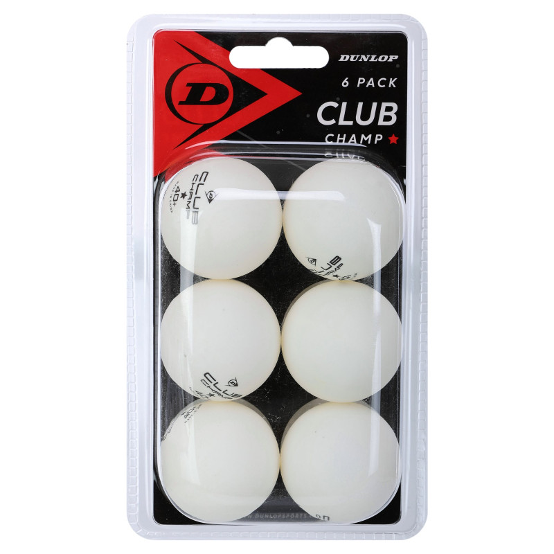 Набір м'ячів для настільного тенісу DUNLOP DL679345 CLUB CHAMP 6шт білий