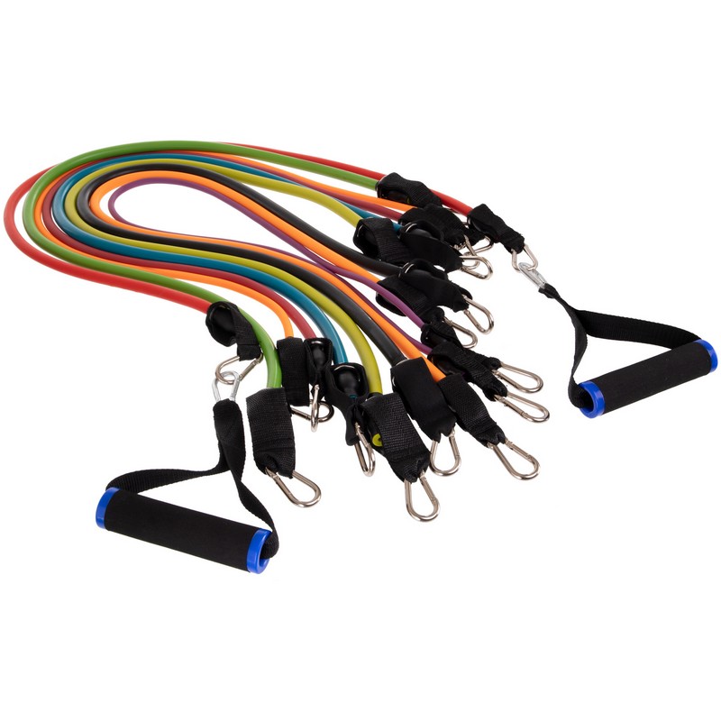 Еспандер багатофункціональний для фітнесу 9 джгутів Resistance Band Zelart DT-1002 у чохлі різнокольоровий