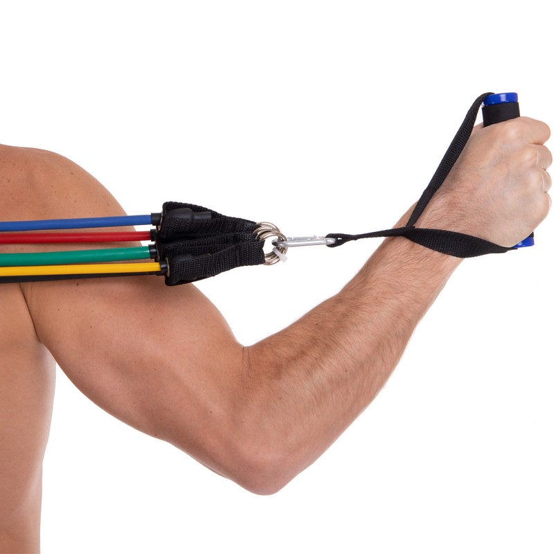 Еспандер багатофункціональний для фітнесу 5 джгутів Resistance Band Zelart ET-510 у чохлі різнокольоровий