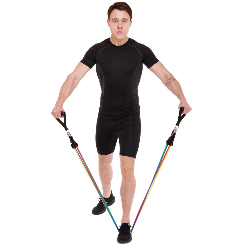 Еспандер Resistance Band багатофункціональний 5 джгутів CIMA ET-7912 у чохлі різнокольоровий
