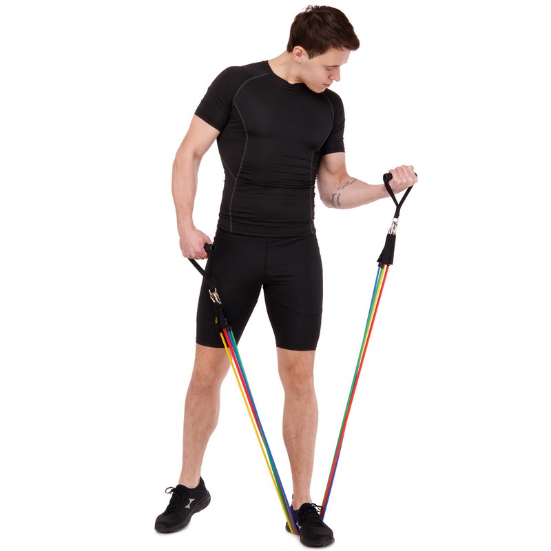 Еспандер Resistance Band багатофункціональний 5 джгутів CIMA ET-7912 у чохлі різнокольоровий