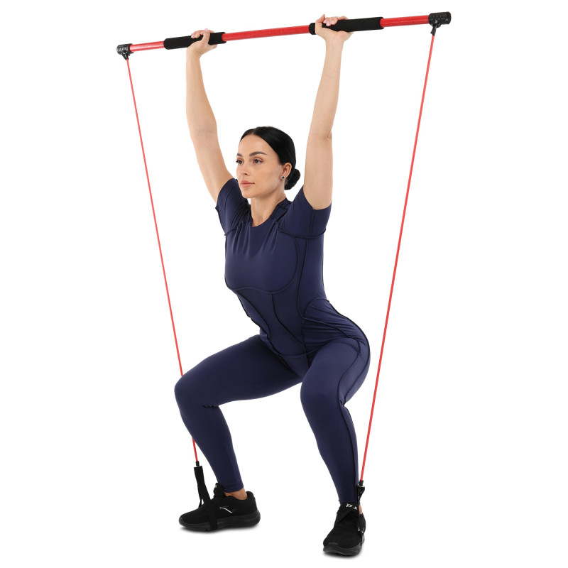 Палка гимнастическая с эспандерами Gym Stick для фитнеса SP-Sport F-931 1,3м чорний-червоний