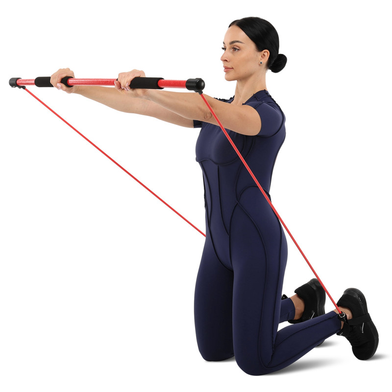 Палка гимнастическая с эспандерами Gym Stick для фитнеса SP-Sport F-931 1,3м чорний-червоний