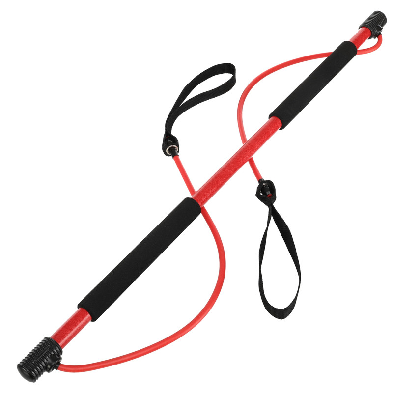Палка гимнастическая с эспандерами Gym Stick для фитнеса SP-Sport F-932 1м чорний-червоний