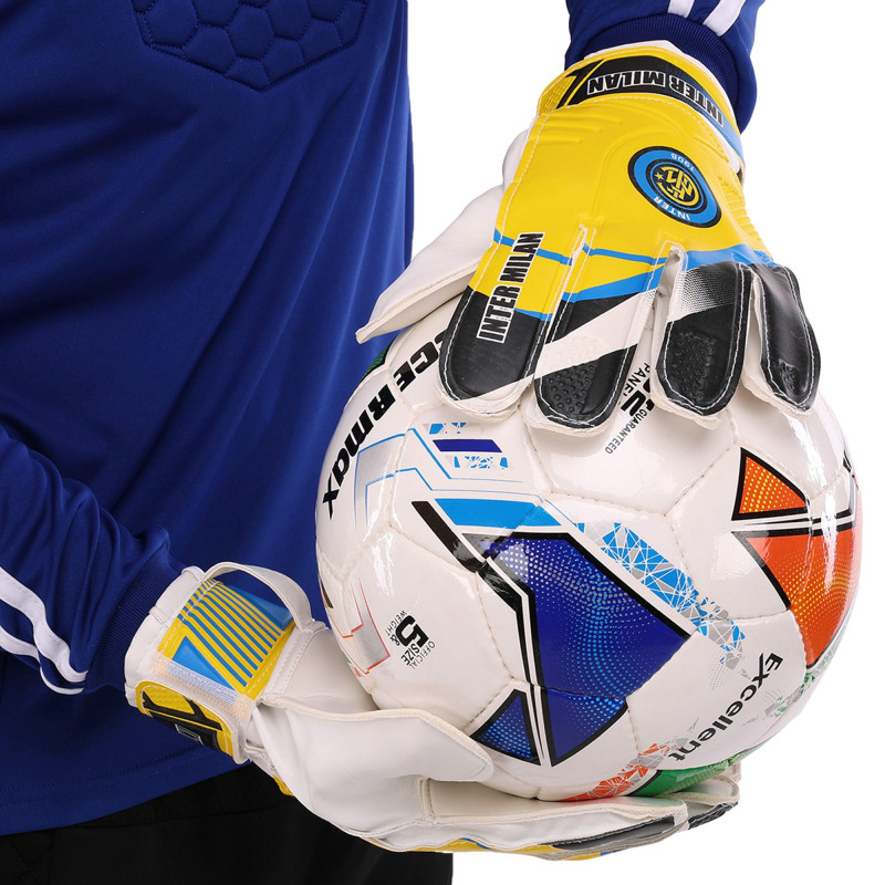 Рукавиці воротарські BALLONSTAR із символікою футбольного клубу INTER MILAN FB-0187-5 розмір 7-10 жовтий-чорний