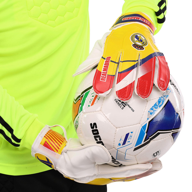 Рукавиці воротарські BALLONSTAR із символікою футбольного клубу REAL MADRID FB-0187-9 розмір 7-10 червоний-жовтий