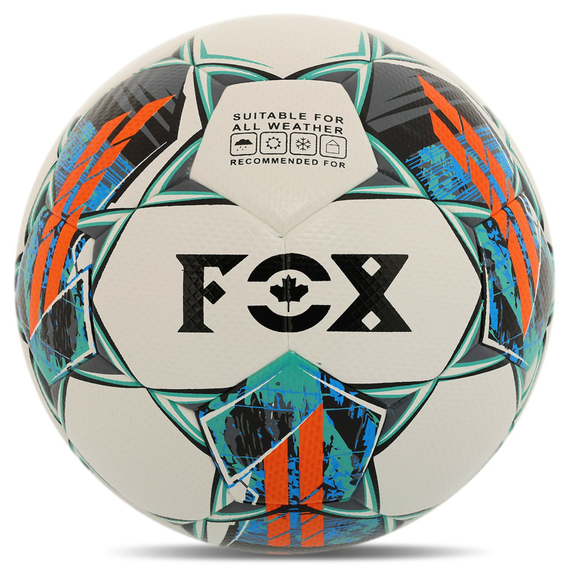 М'яч футбольний FOX FB-0806 №5 PU білий-синій-помаранчевий