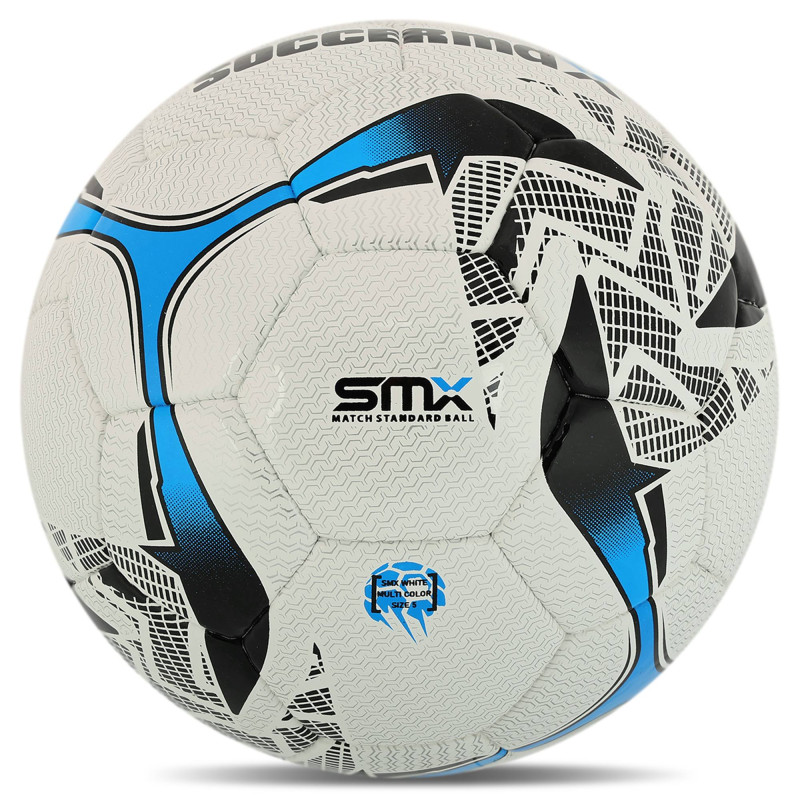 М'яч футбольний професійний SOCCERMAX FB-4210 №5 PU білий-синій