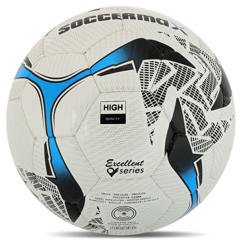 М'яч футбольний професійний SOCCERMAX FB-4210 №5 PU білий-синій