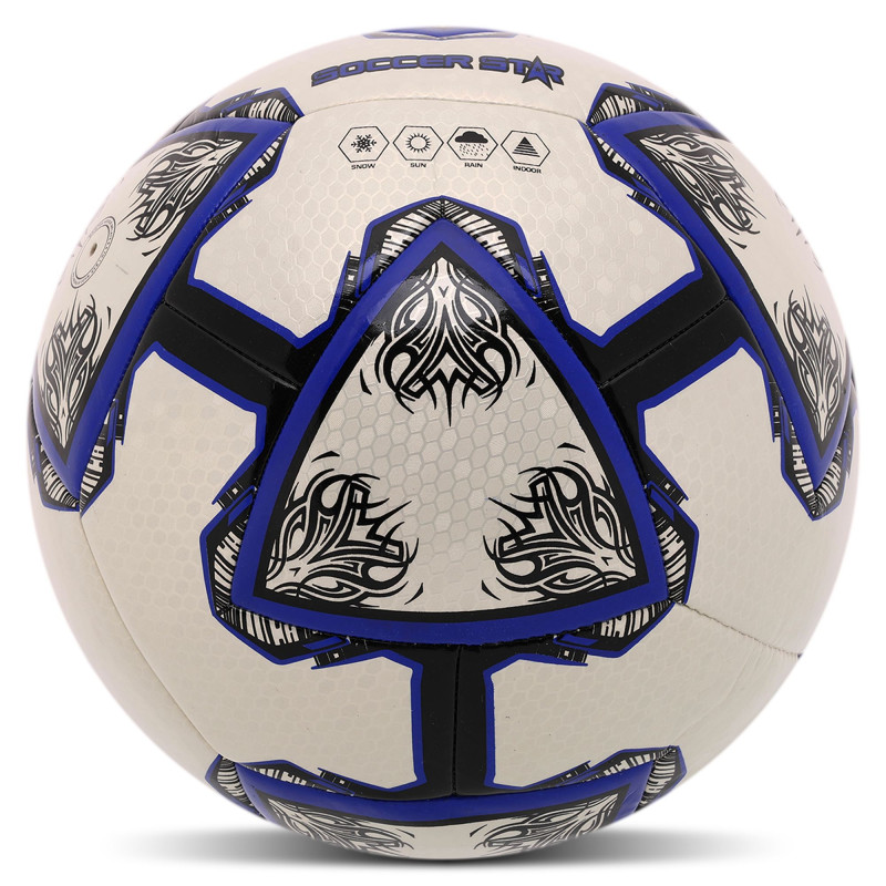 М'яч футбольний HYBRID SOCCER STAR TO-TOWN FB-4464 №5 PU білий-синій