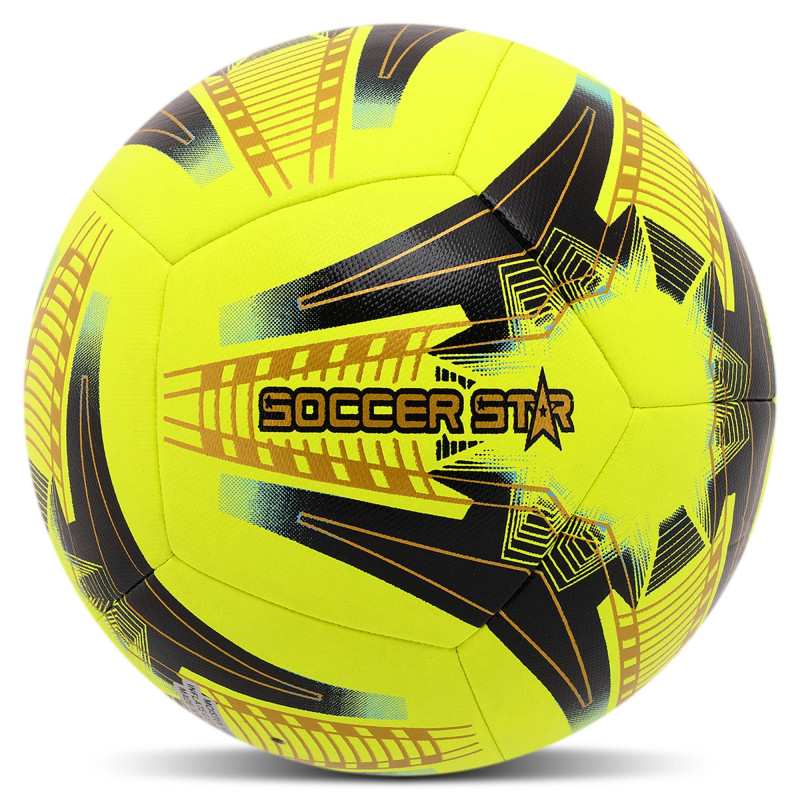 М'яч футбольний гібридна зшивка HYBRID SOCCER STAR FB-4467 №5 PU жовтий-чорний