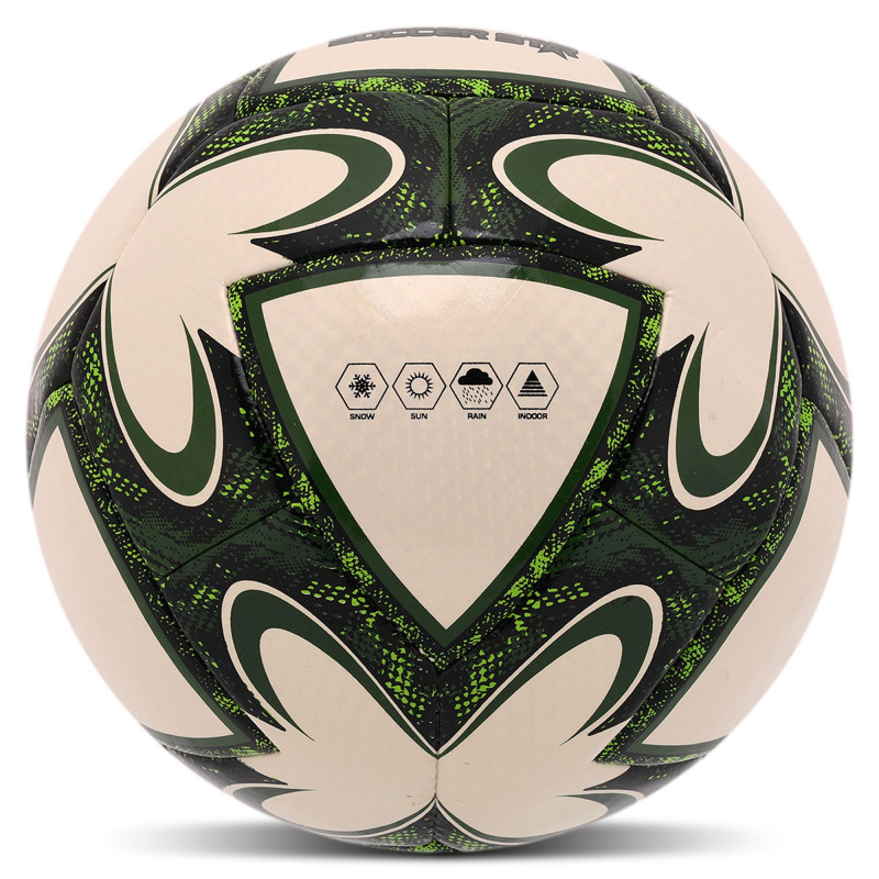 М'яч футбольний HYBRID SOCCER STAR TO-TOWN FB-4491 №5 PU білий-зелений