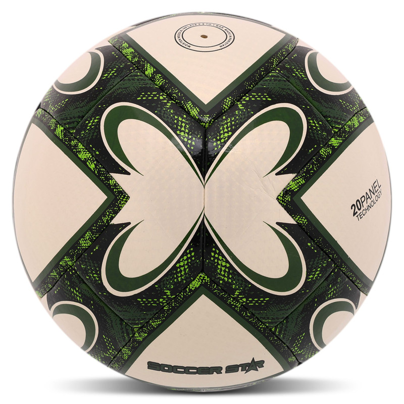 М'яч футбольний HYBRID SOCCER STAR TO-TOWN FB-4491 №5 PU білий-зелений