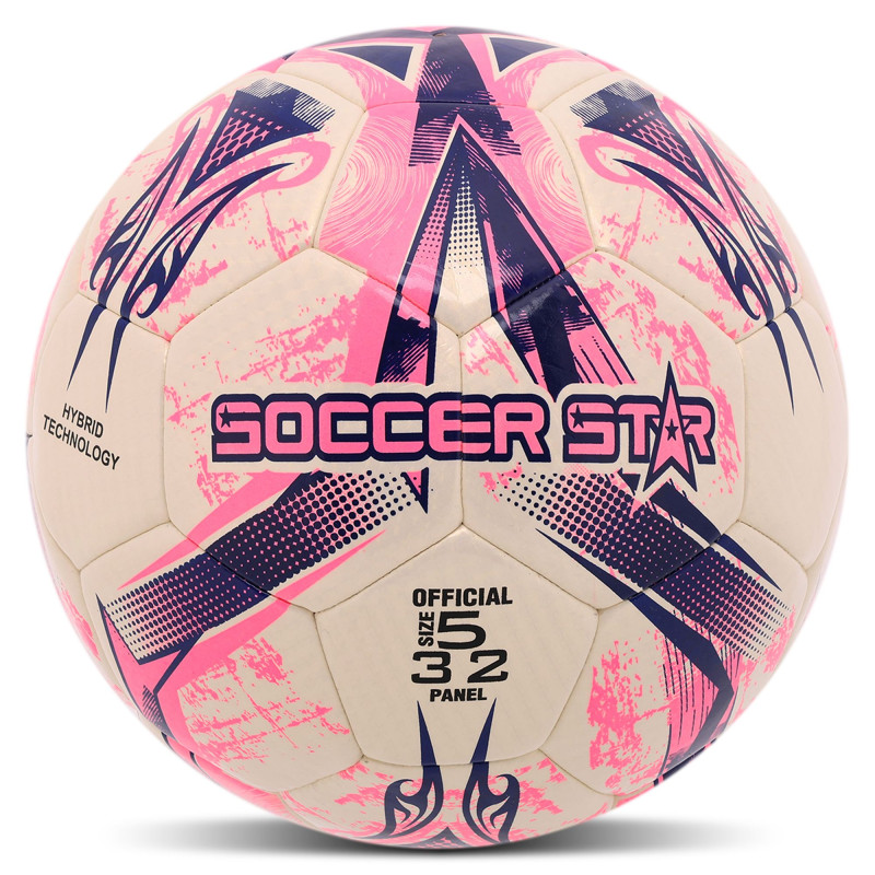 М'яч футбольний HYBRID SOCCER STAR TO-TOWN FB-4517 №5 PU білий-рожевий